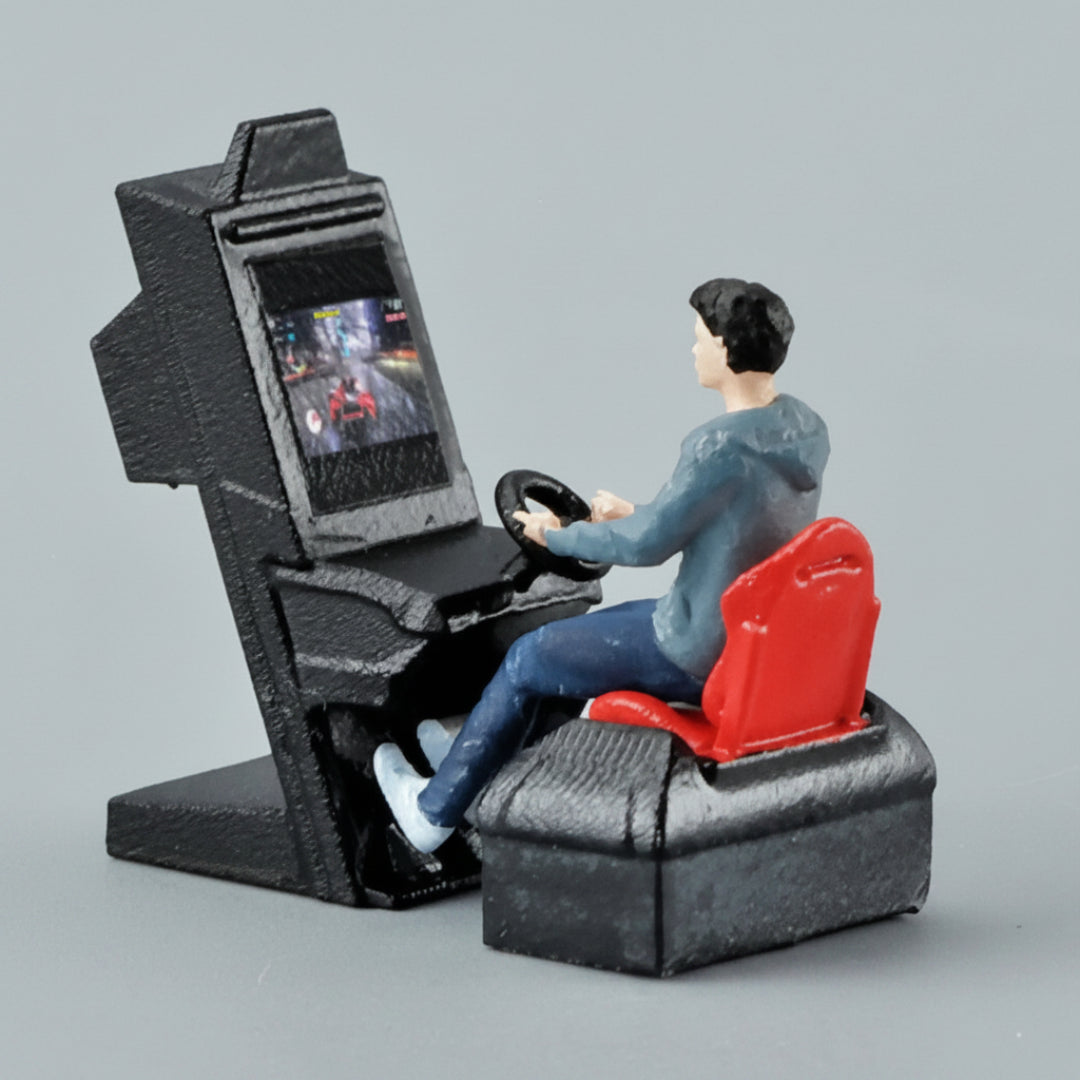 Miniature Racing Arcade Game 1:64 Scale Diorama with Driver Figure