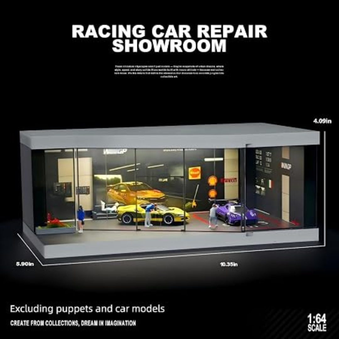 Miniature Street Garage Diorama Display Case 1:64 Scale SCJ #73441C