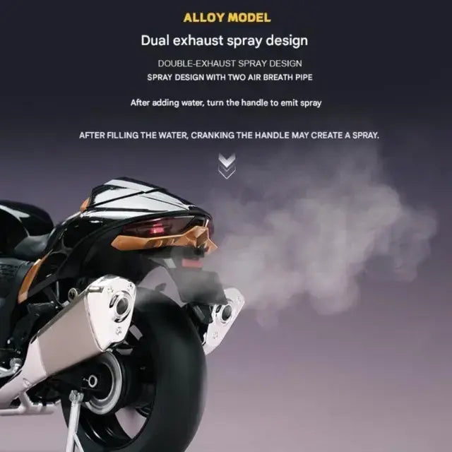 Suzuki Hayabusa GSX-1300R Alloy Model 1:6 Scale Collectible Alloy Metal Diecast Motorcycle Model with Sound, Light & Dynamic Display - Battery Operated