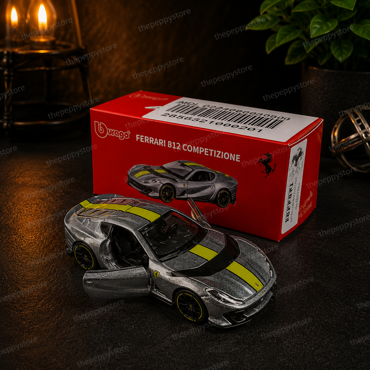 Official Bburago Ferrari 812 Competizione Silver- 1 : 64 Diecast Scale Model
