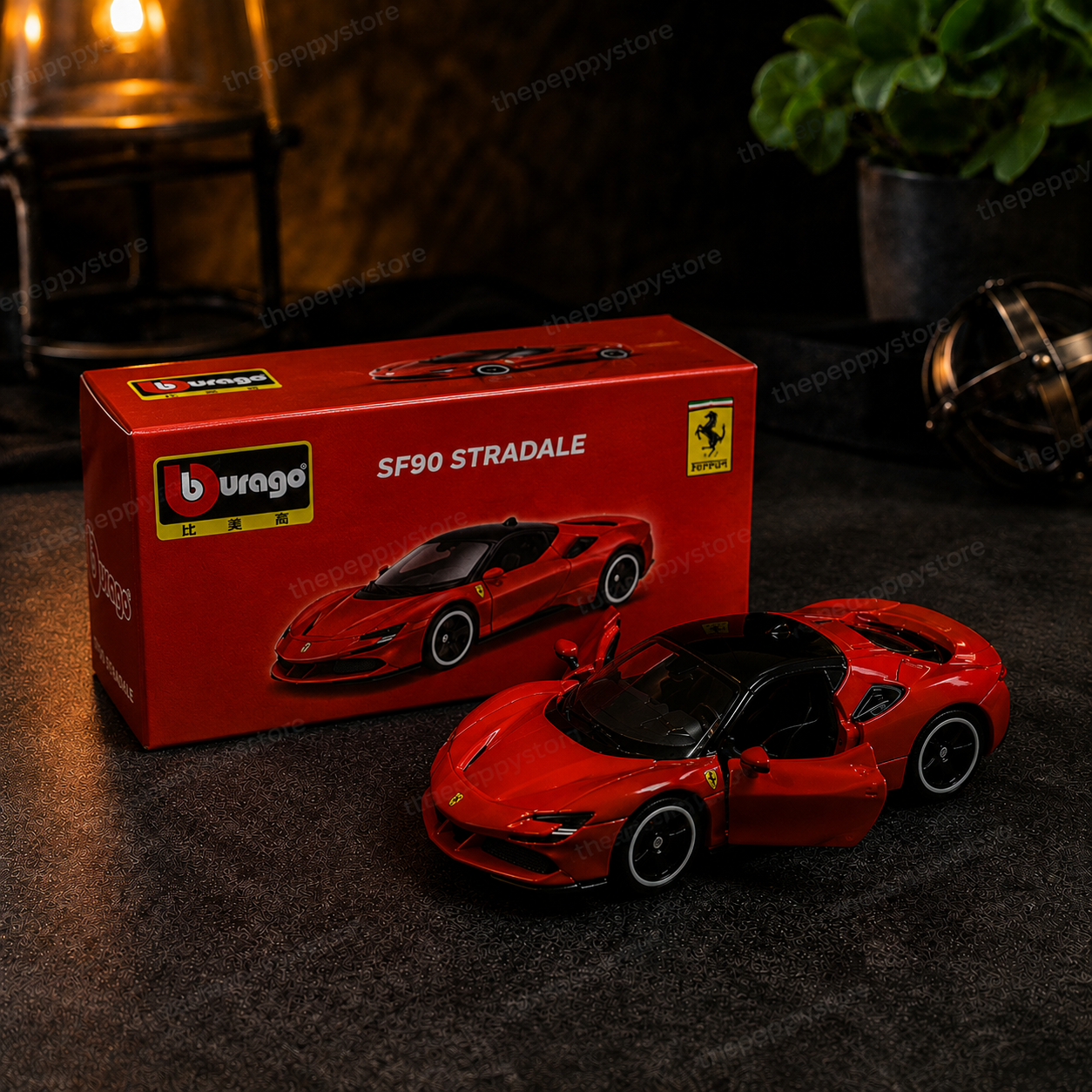 Official Bburago Ferrari SF90 Stradale Red/Black 1:64 Diecast Model