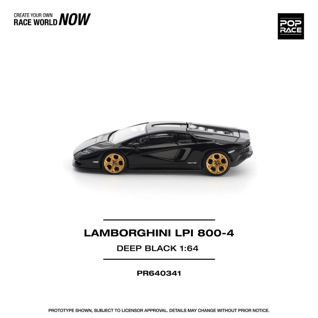 POP RACE Lamborghini Countach LPI 800-4 Deep Black PR640341 1:64 Diecast Model Car