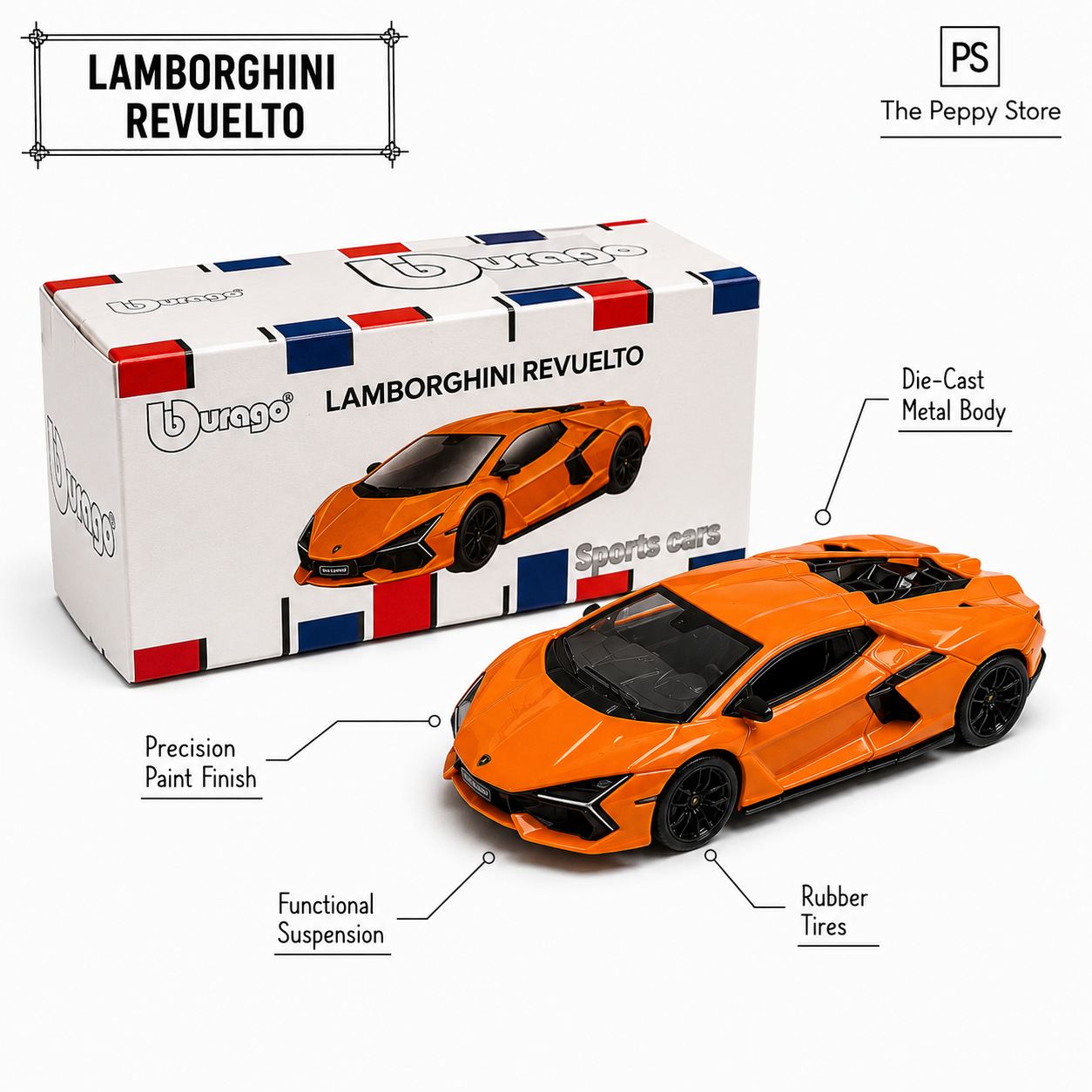 Scale 1 : 64 CCA Lamborghini Revuelto Diecast Metal Model Car