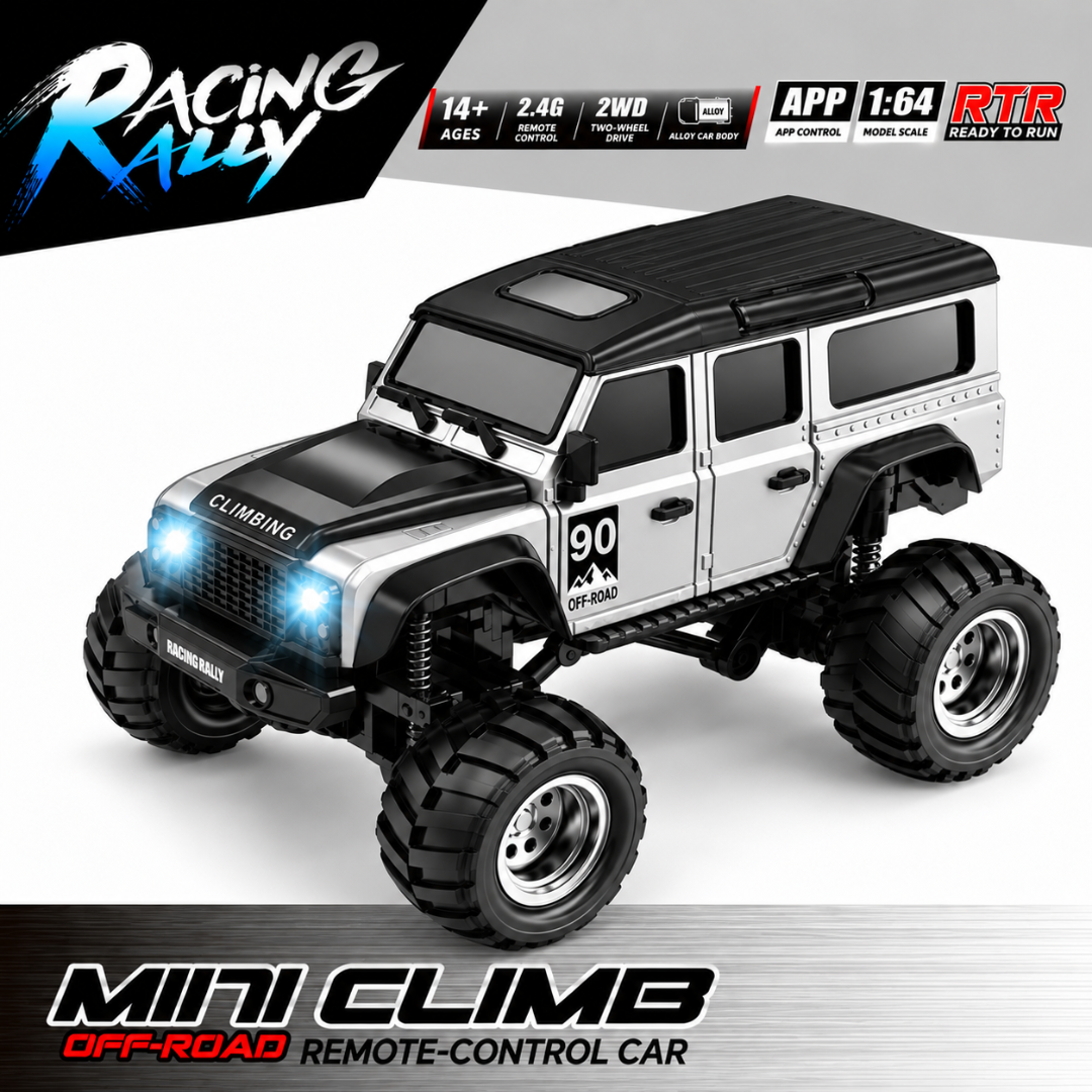 Racing Rally Mini Climb 1:64 2WD RC Car – Grey & Red Off-Road | 2.4GHz APP Control