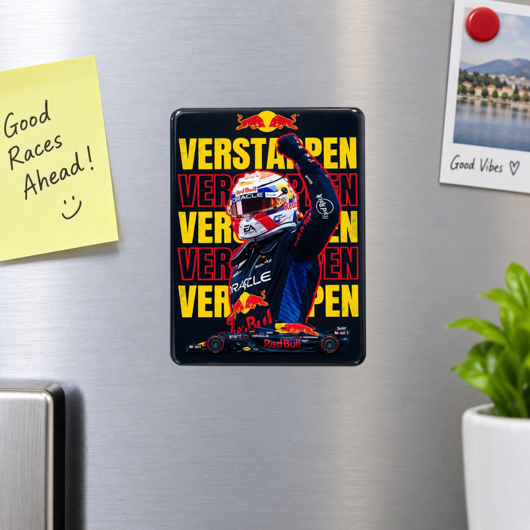 Red Bull Racing Driver Fridge Magnet – Formula 1 Racing Theme | 7.2 × 9.4 cm