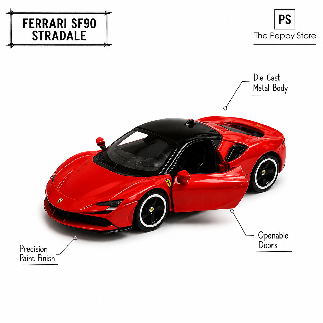 Official Bburago Scale 1 : 64 Diecast Scale Model - Ferrari SF90 Stradale