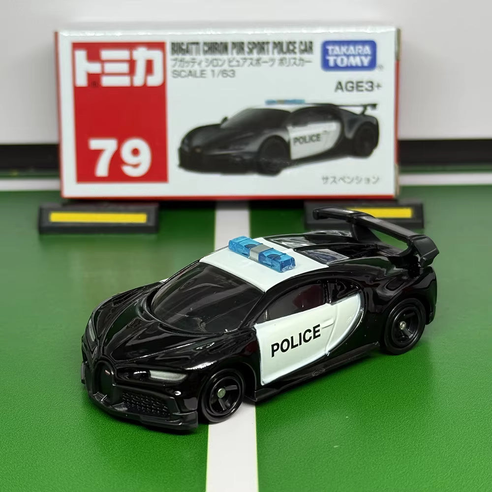 Takara Tomy Tomica Scale 1 : 63 - 79 BUGATI CHIRON PUR SPORT Police Car