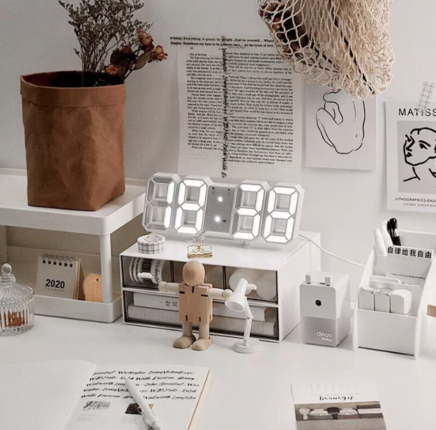 Led Alarm Clock - White