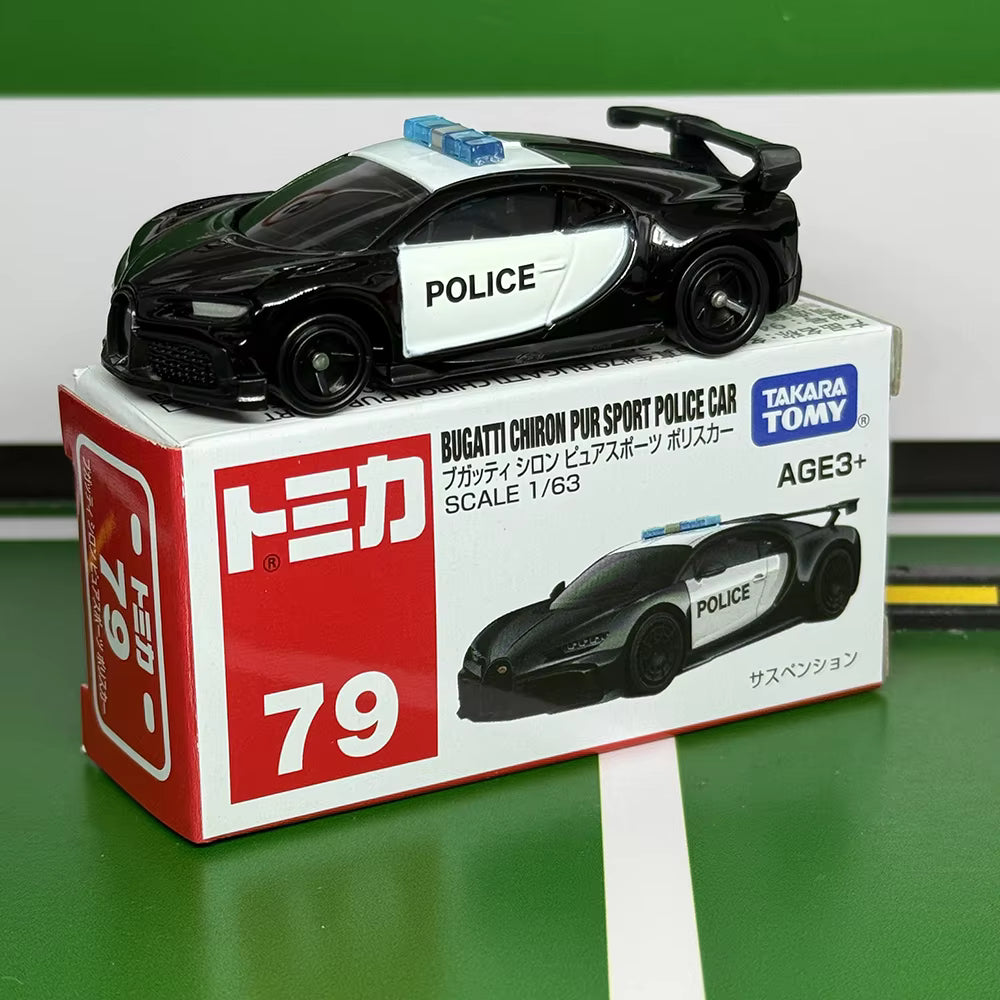 Takara Tomy Tomica Scale 1 : 63 - 79 BUGATI CHIRON PUR SPORT Police Car