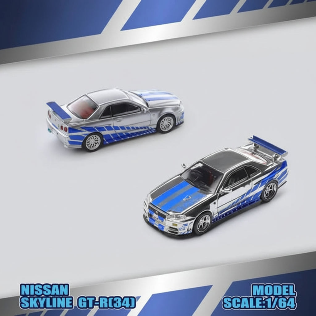 Demon King Auto Scale 1 : 64 Diecast Scale Model - Skyline R34 ( Chase Model )
