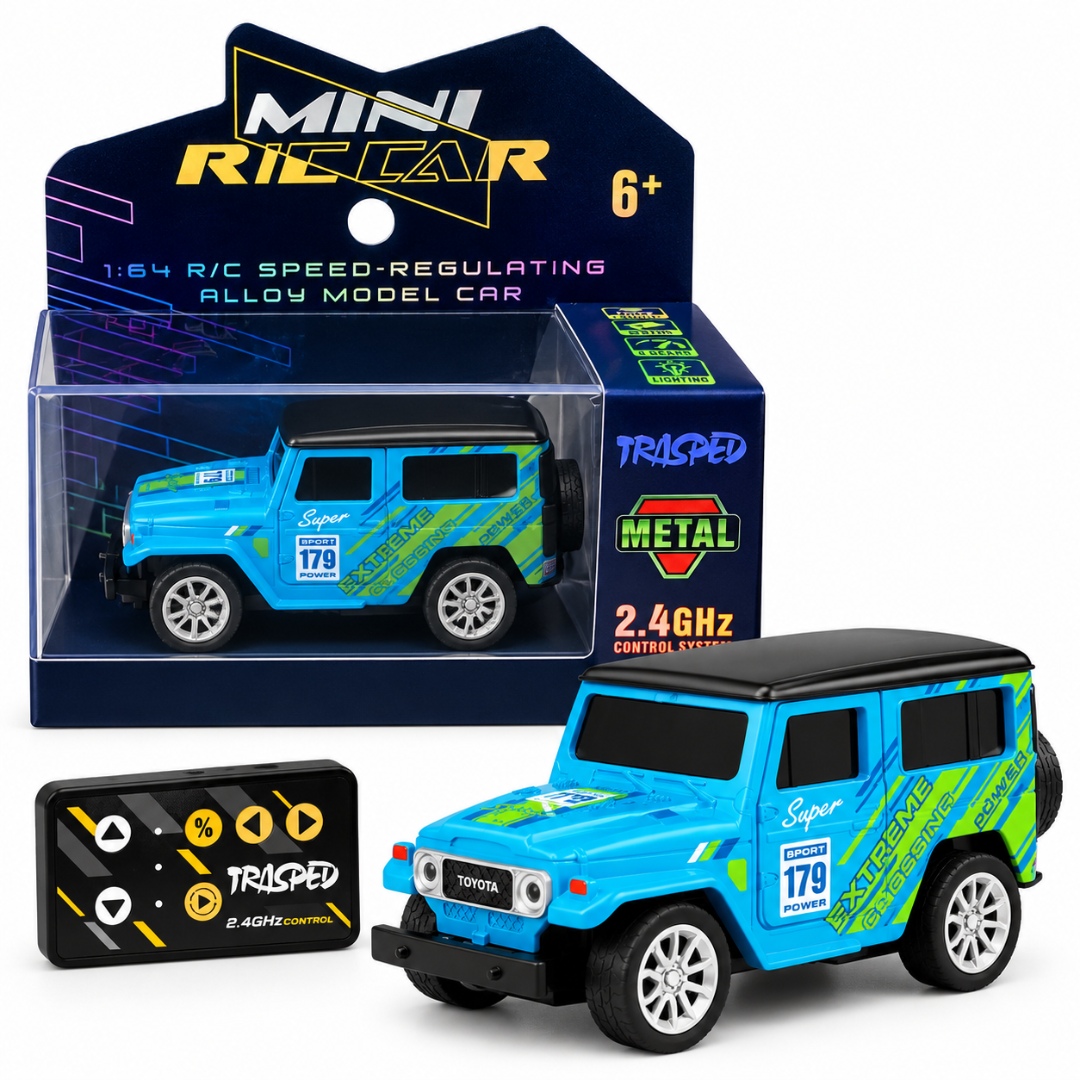 TRASPED 1:64 Mini RC Speed-Regulating Alloy Model Car – Blue