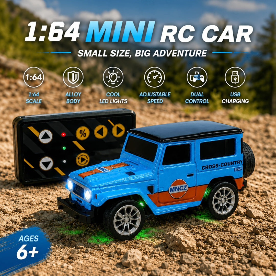 TRASPED 1:64 Mini R/C Speed-Regulating Alloy Model Car – Blue Cross-Country Edition