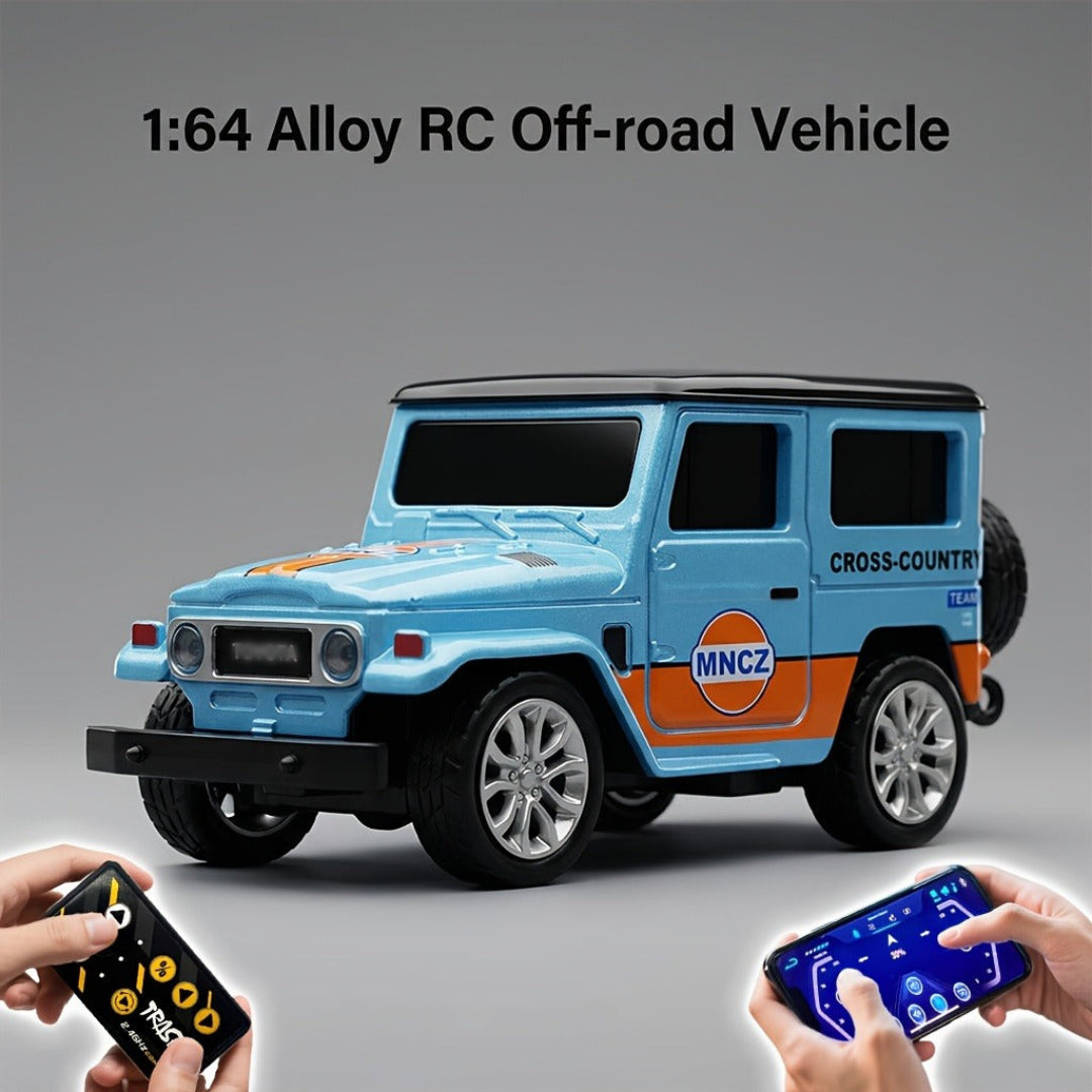 TRASPED 1:64 Mini R/C Speed-Regulating Alloy Model Car – Blue Cross-Country Edition