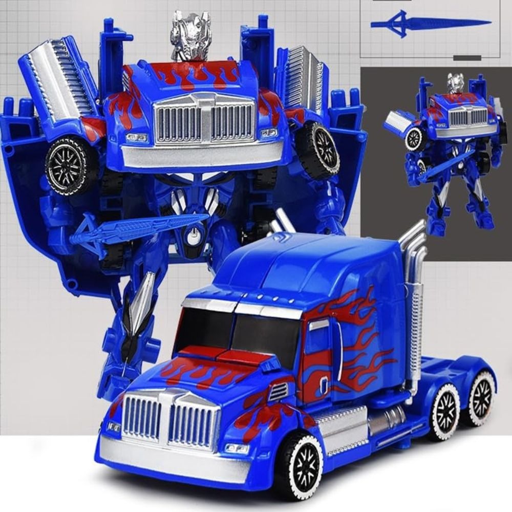 Transforming Robot Truck Toy 2-in-1 Truck to Robot Action Figure (Blue)
