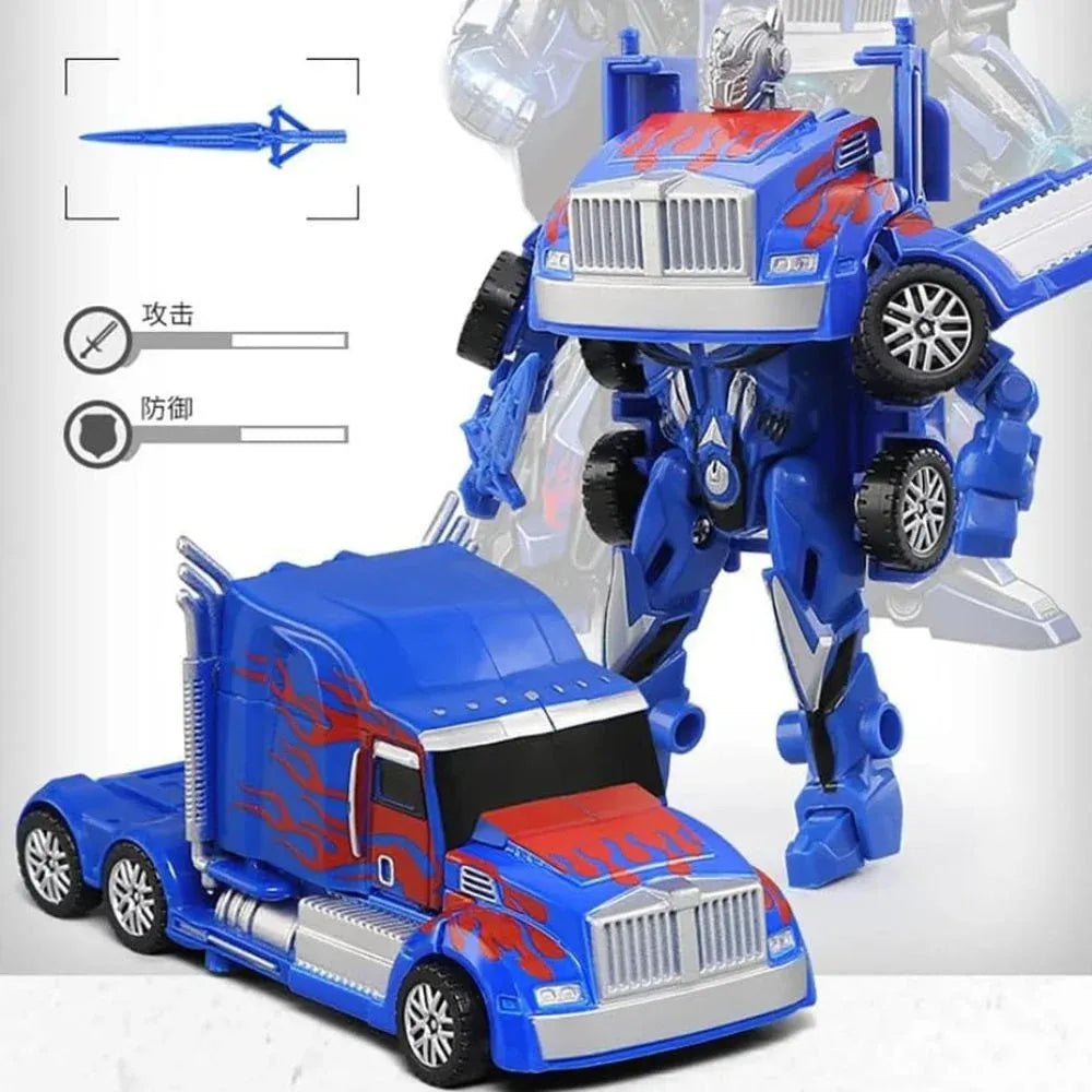 Transforming Robot Truck Toy 2-in-1 Truck to Robot Action Figure (Blue)