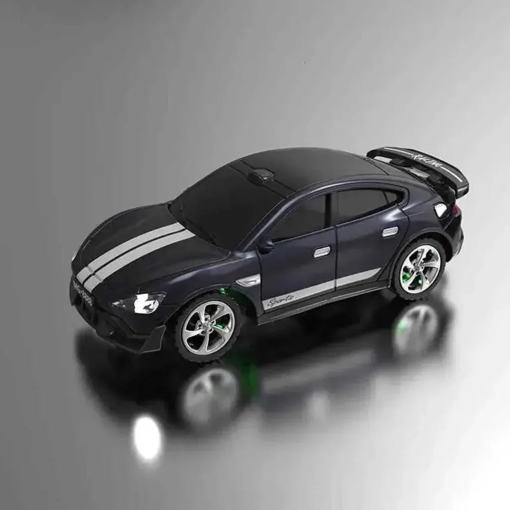 Trasped Mini RC Sports Car 1:64 Scale with 2.4GHz Remote Control– Alloy Model Sports Car (Black)