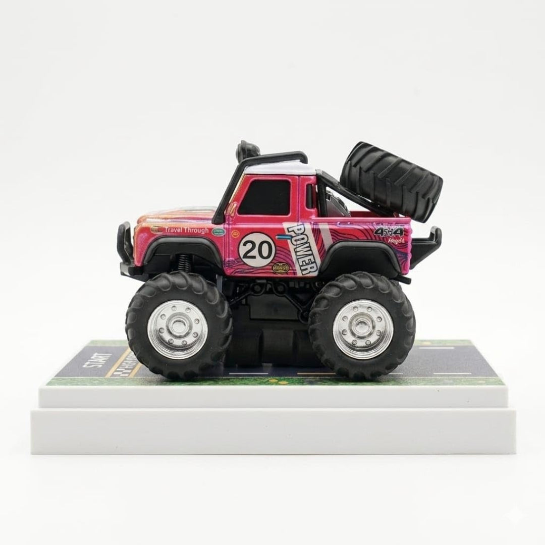 Trasped Mini Remote Control Monster Truck with LED Lights, 2.4GHz Remote & App Control (Pink & Red)