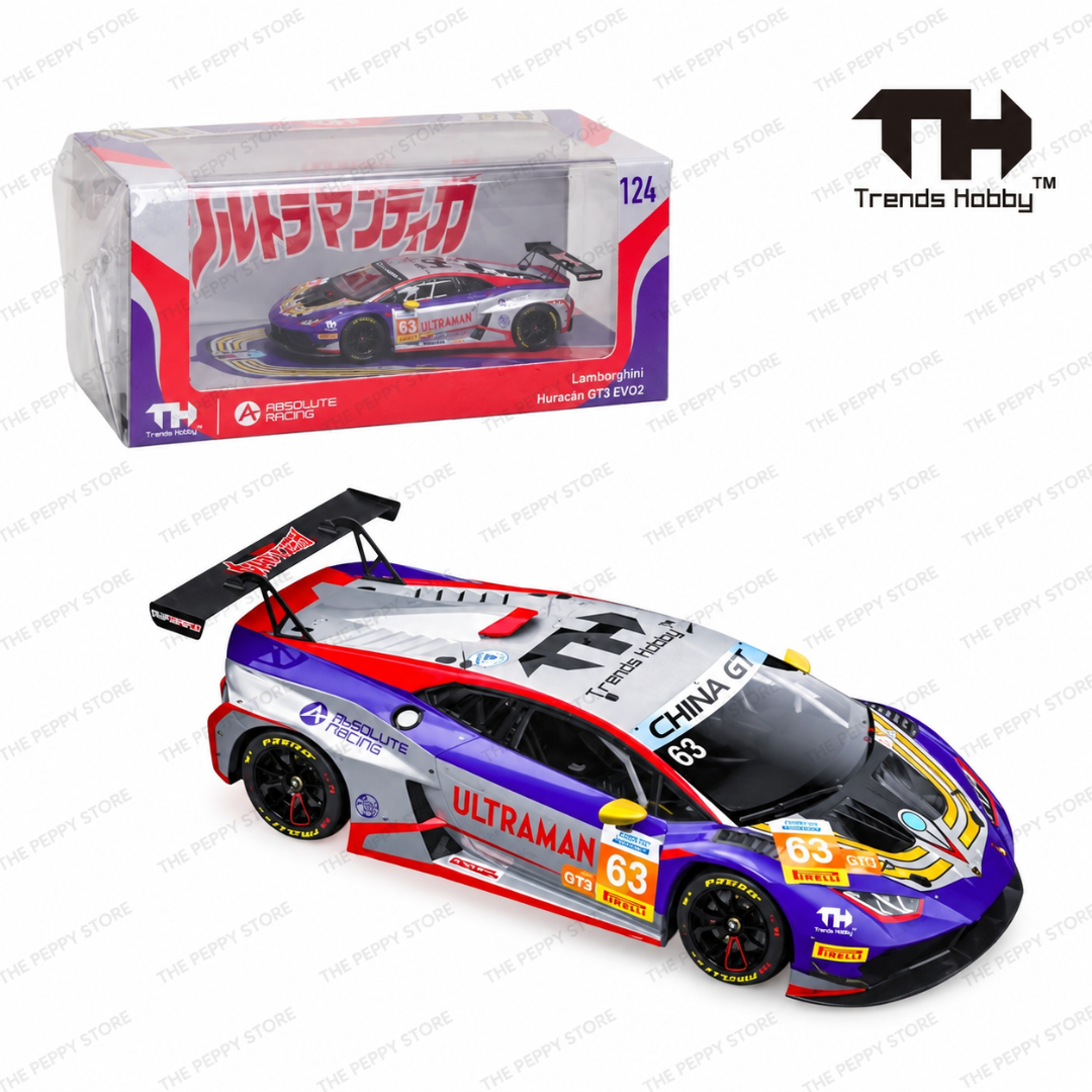 Trends Hobby Lamborghini Huracan GT3 EVO 2 #63 Ultraman China GT 2026 1:64 Diecast Model Car – TH-124
