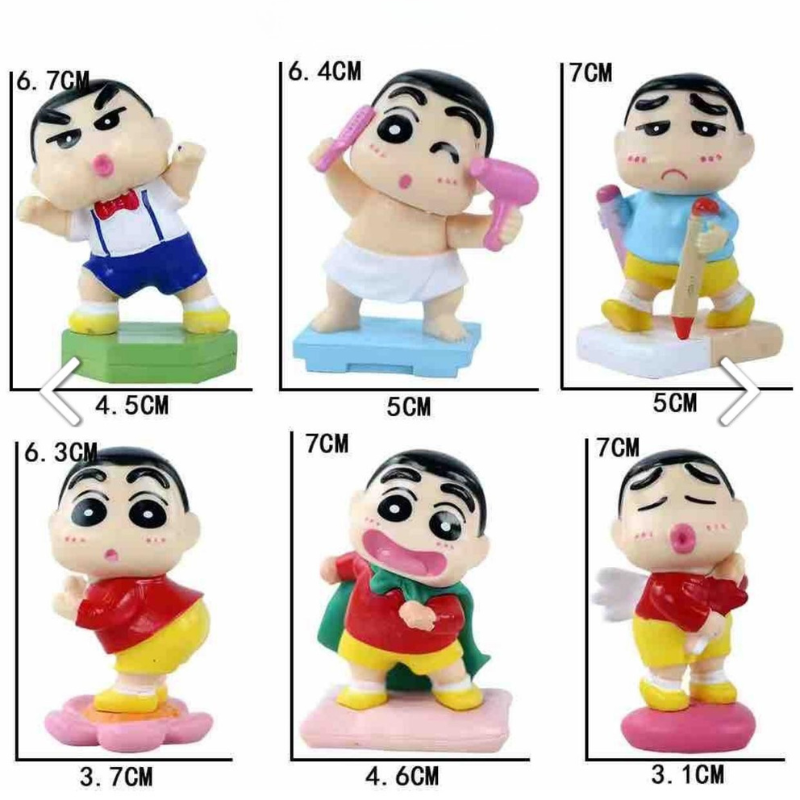 Shinchan Funny Expression PVC Figure Set – 6 Piece Collectible Cartoon Miniatures