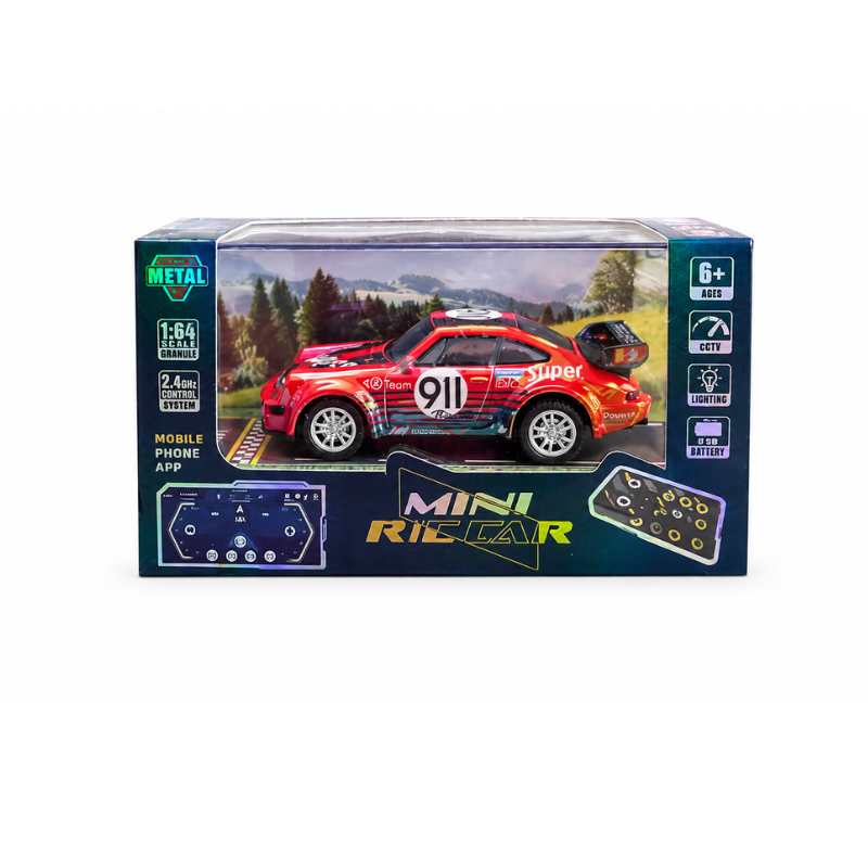 Trasped Red/ Pink Sports Style Mini Remote Control Racing Car with LED Lights, 2.4GHz Remote & App Control(Red)