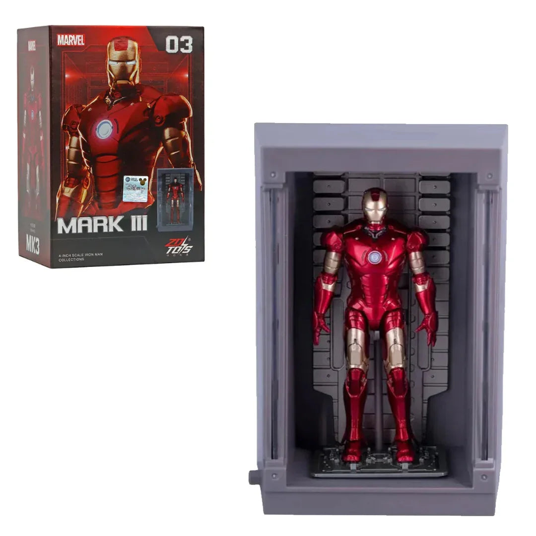Marvel Studios : The Infinity Saga Mark 3 MK3 4 Inch Scale Iron Man Collection Figures - Light-Up Display Chamber by ZD Toys