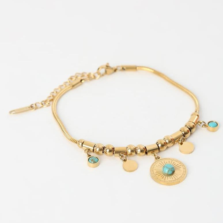 Turquoise Gem Azure Charm Bracelet - ThePeppyStore