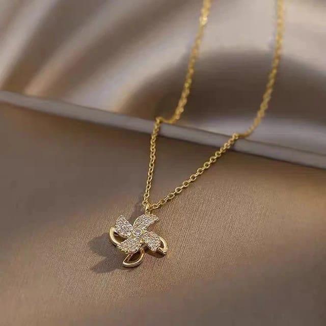 Sparkling Pinwheel Rotating Necklace - ThePeppyStore