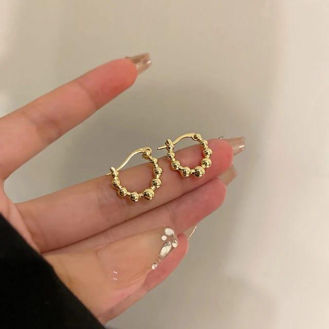 Charming Gold Beaded Hoops - ThePeppyStore