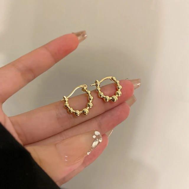 Charming Gold Beaded Hoops - ThePeppyStore