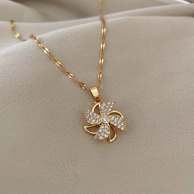 Sparkling Pinwheel Rotating Necklace - ThePeppyStore