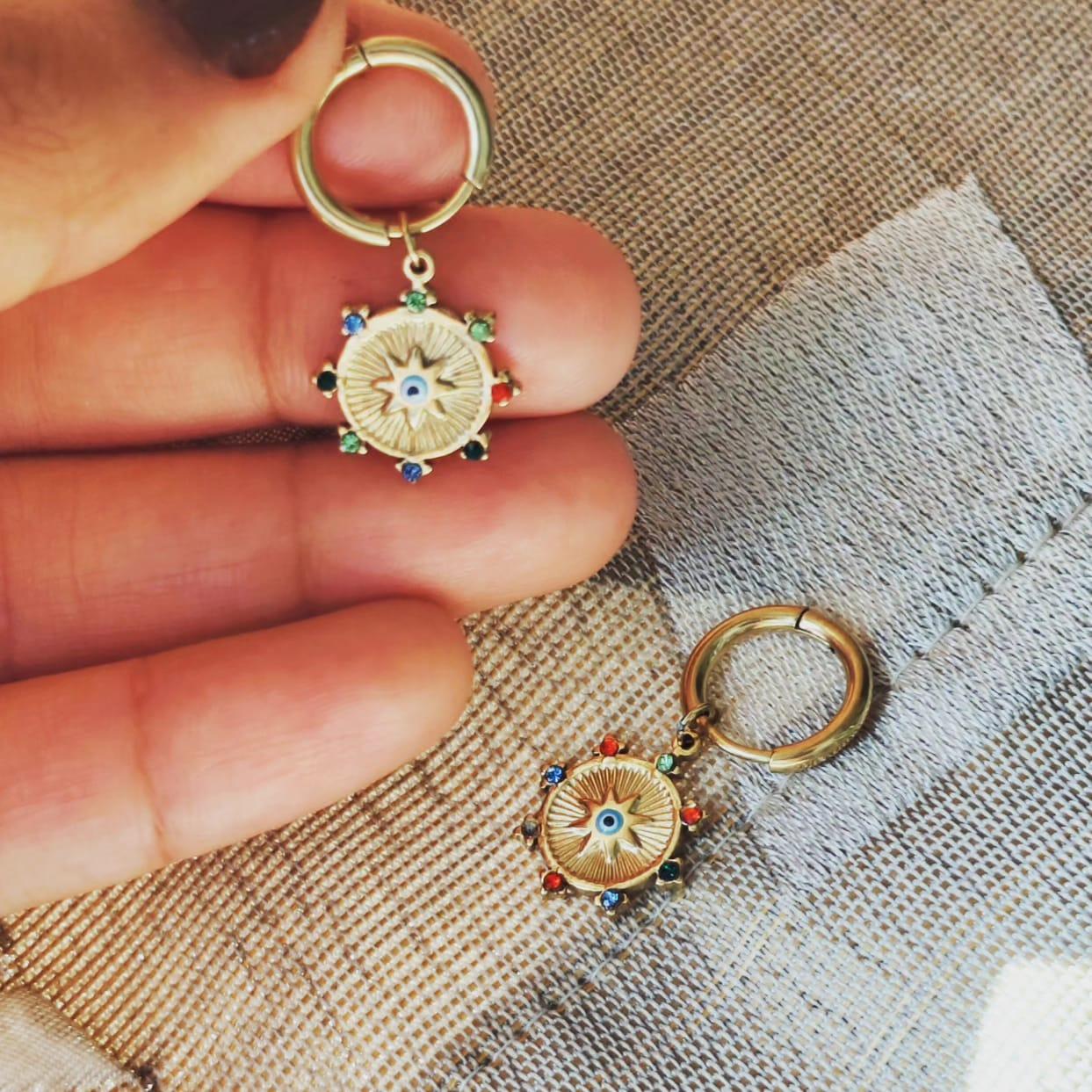 Sunburst Evil Eye Earrings - ThePeppyStore