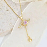 Angel Wing Pink Heart Necklace - ThePeppyStore