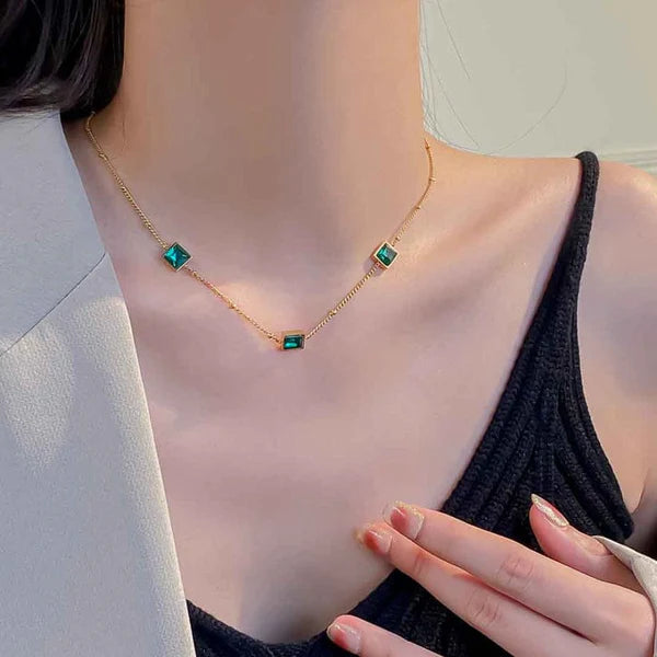 Triple Gemstone Necklace - (Select From Drop Down Menu)