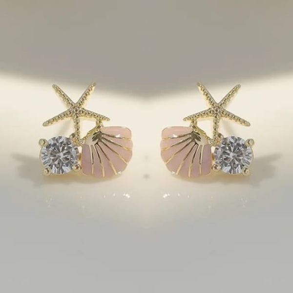 Chic Pink Starfish Shell Earrings