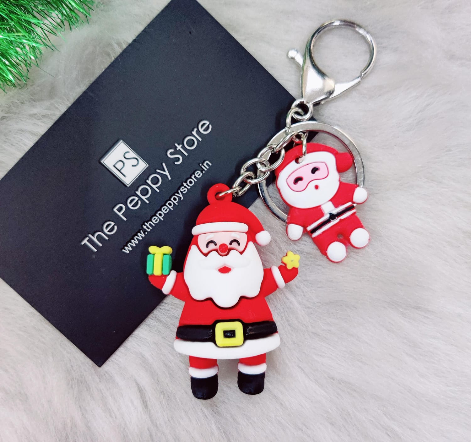 Christmas 2D Silicon Keychain With Bagcharm (Select From Drop Down Menu)