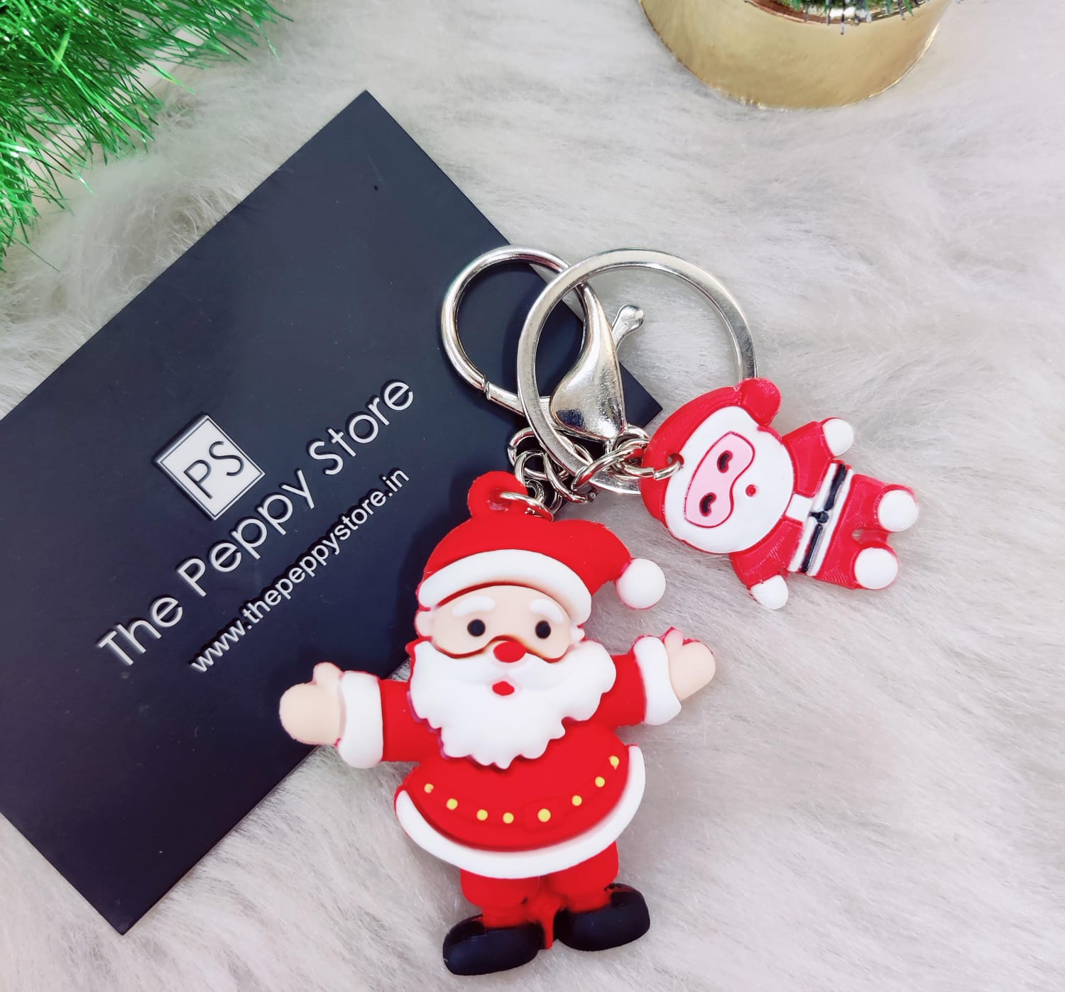 Christmas 2D Silicon Keychain With Bagcharm (Select From Drop Down Menu)