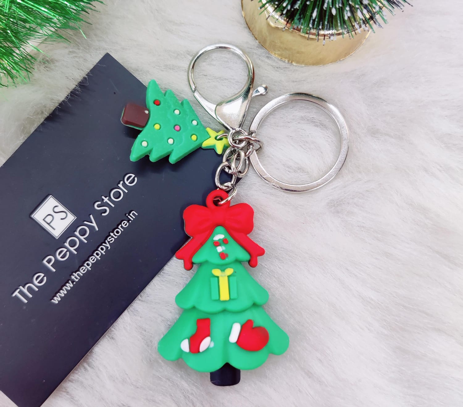 Christmas 2D Silicon Keychain With Bagcharm (Select From Drop Down Menu)