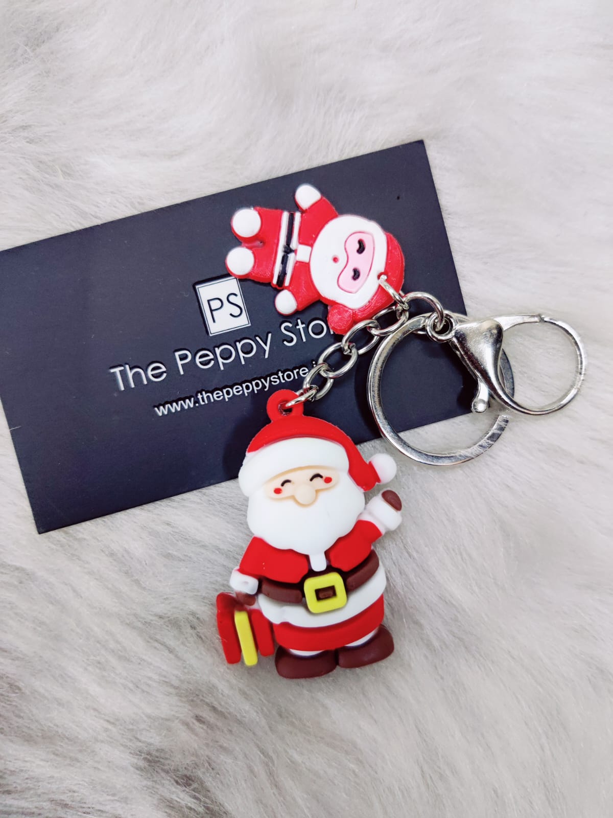 Christmas 2D Silicon Keychain With Bagcharm (Select From Drop Down Menu)