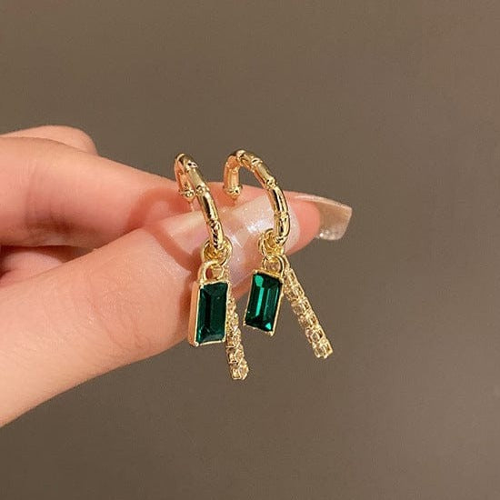 Emerald Drop Stud Earrings
