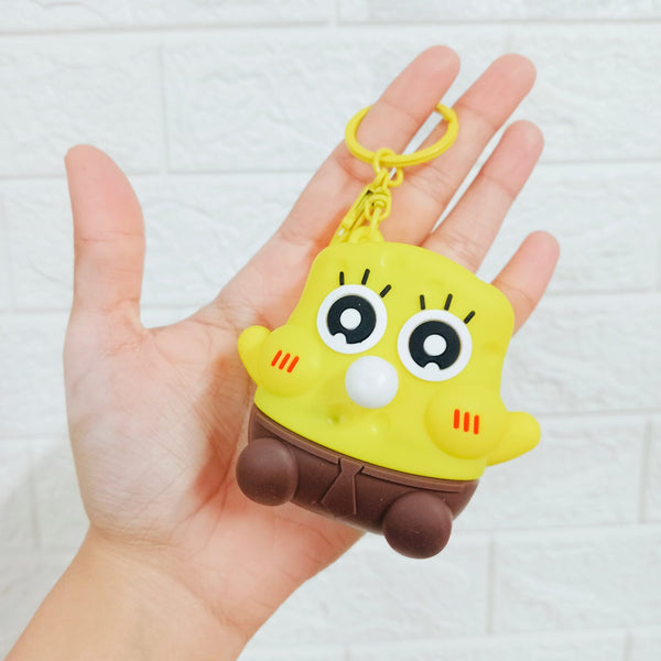 Spongebob Bubble Gum Stress Buster Keychain with Bagcharm (Set of 2)