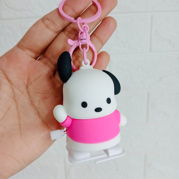 Cute Puppy Windup Silicon Keychain With Bagcharm (Choose From Drop Down Menu)