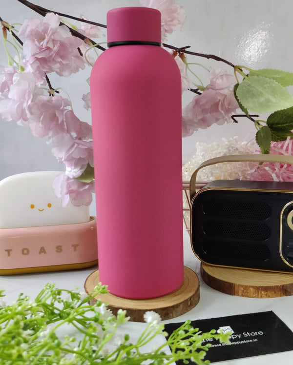 Personalised Insulated Bottle (500 Ml) - Name Engraved - Dark Pink
