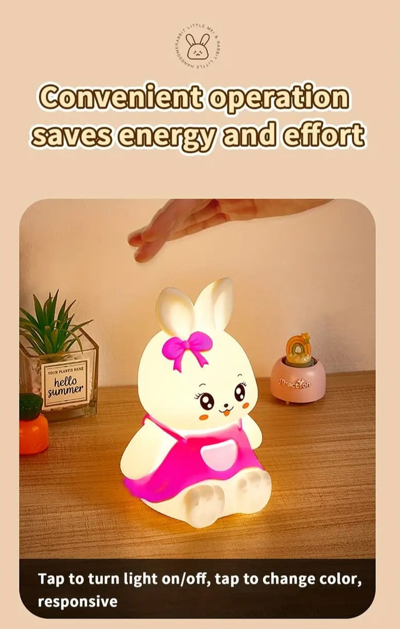 Cute Bunny Touch Silicon 3D Lamp - 7 Colours (Select From Drop Down Menu)