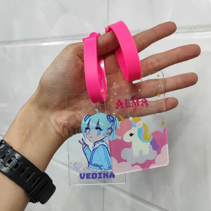 Personalised Acrylic Luggage Tag With Black Strap (No Cod Allowed On This Product) - Prepaid Orders Only