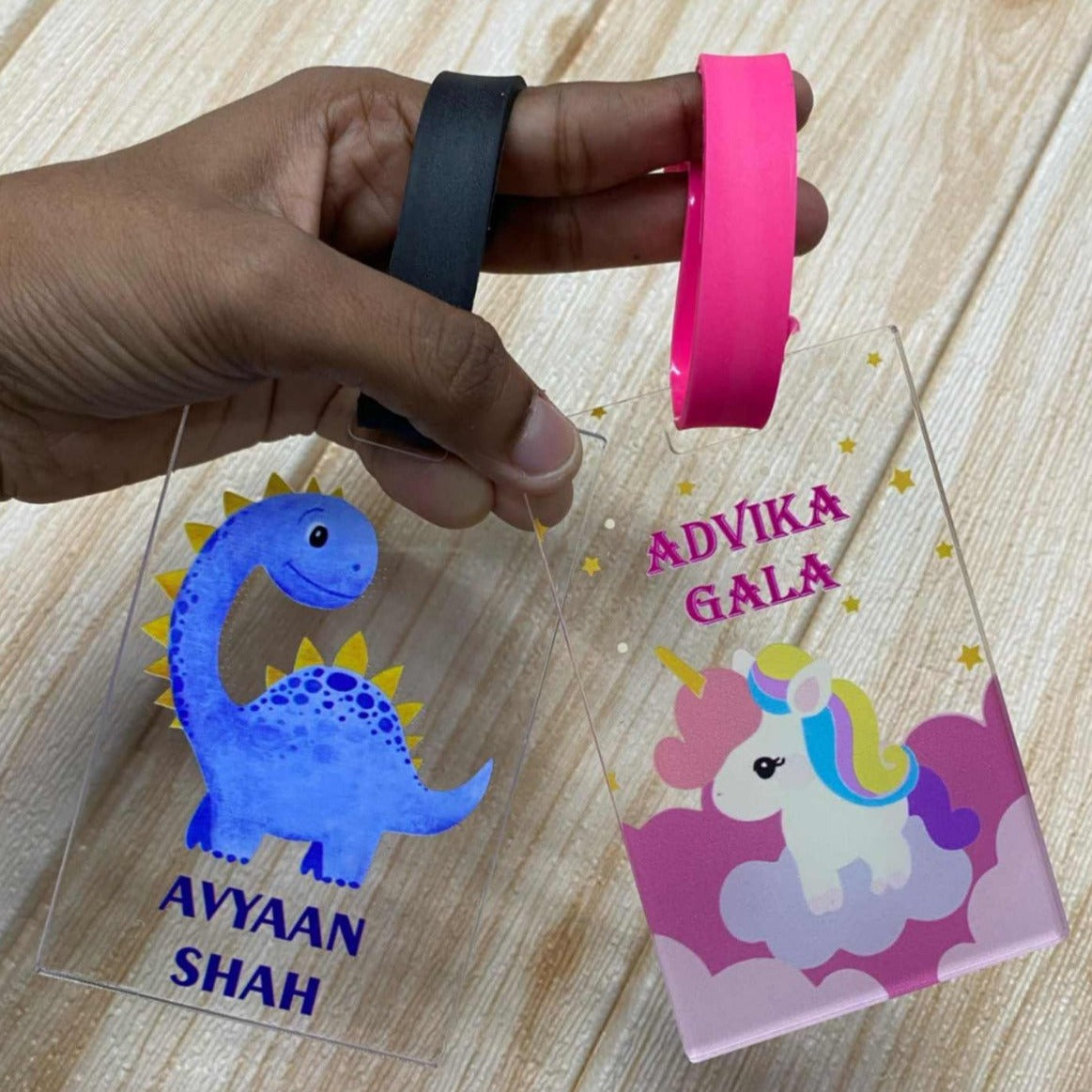 Personalised Acrylic Luggage Tag With Black Strap (No Cod Allowed On This Product) - Prepaid Orders Only