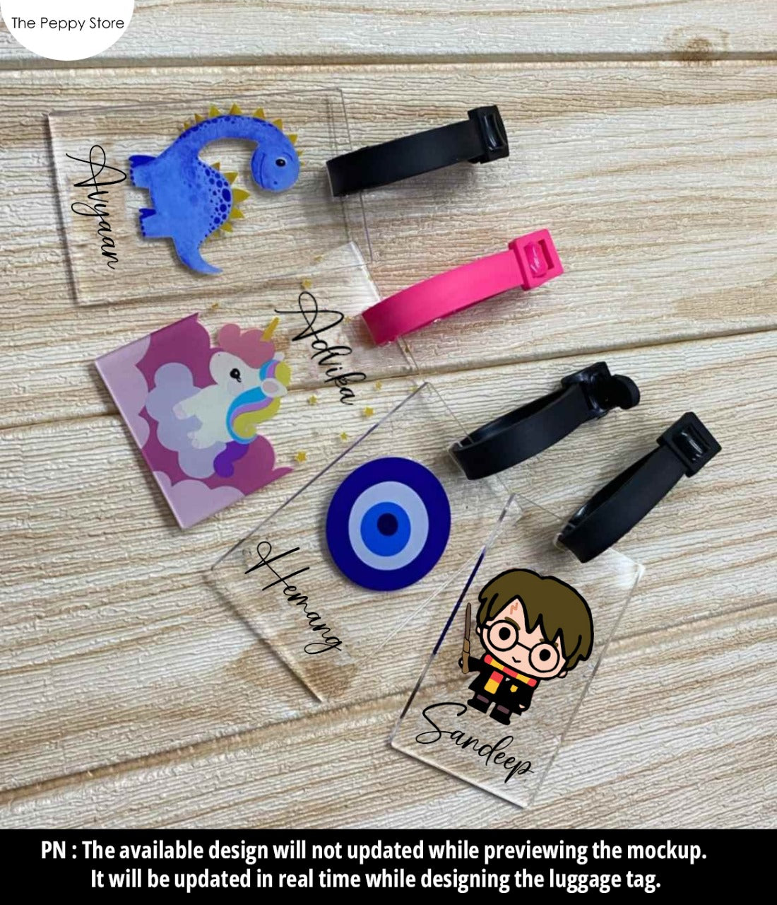 Personalised Acrylic Luggage Tag With Black Strap (No Cod Allowed On This Product) - Prepaid Orders Only