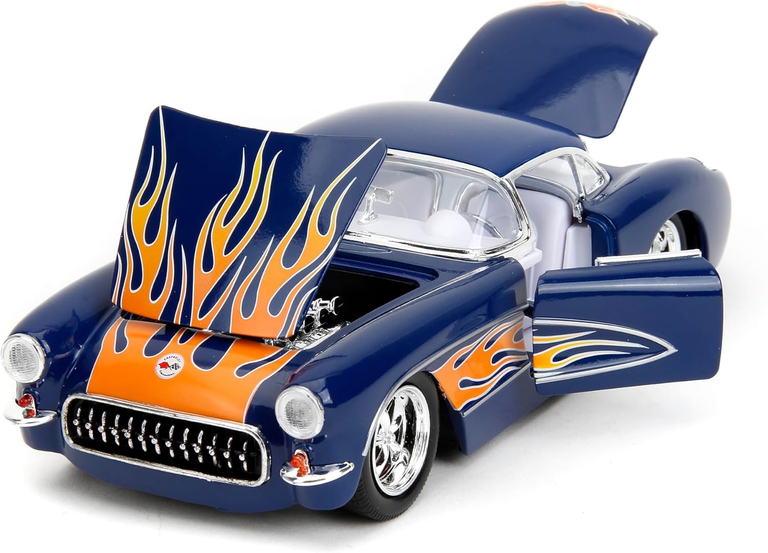 Buy 1957 Chevrolet Corvette Dark Blue with Flame Graphics and White Interior Bigtime Muscle Series 1 24 Diecast Model Car by Jada No Cash On Delivery Allowed On This Product The Peppy Store