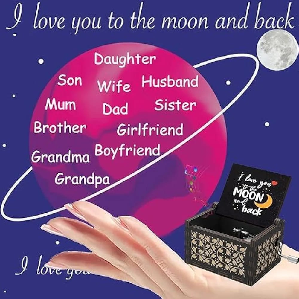 I Love You Till The Moon And Back- You are my Sunshine - Black Music Box
