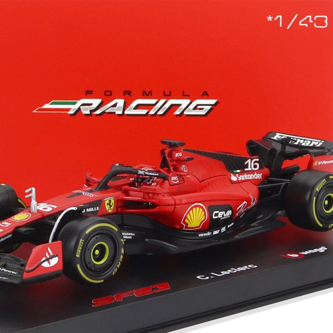 Bburago - 1/43 Scale Model Compatible with Ferrari SF23 - 16 Compatible with Charles Leclerc 2023 Formula 1 Model Car