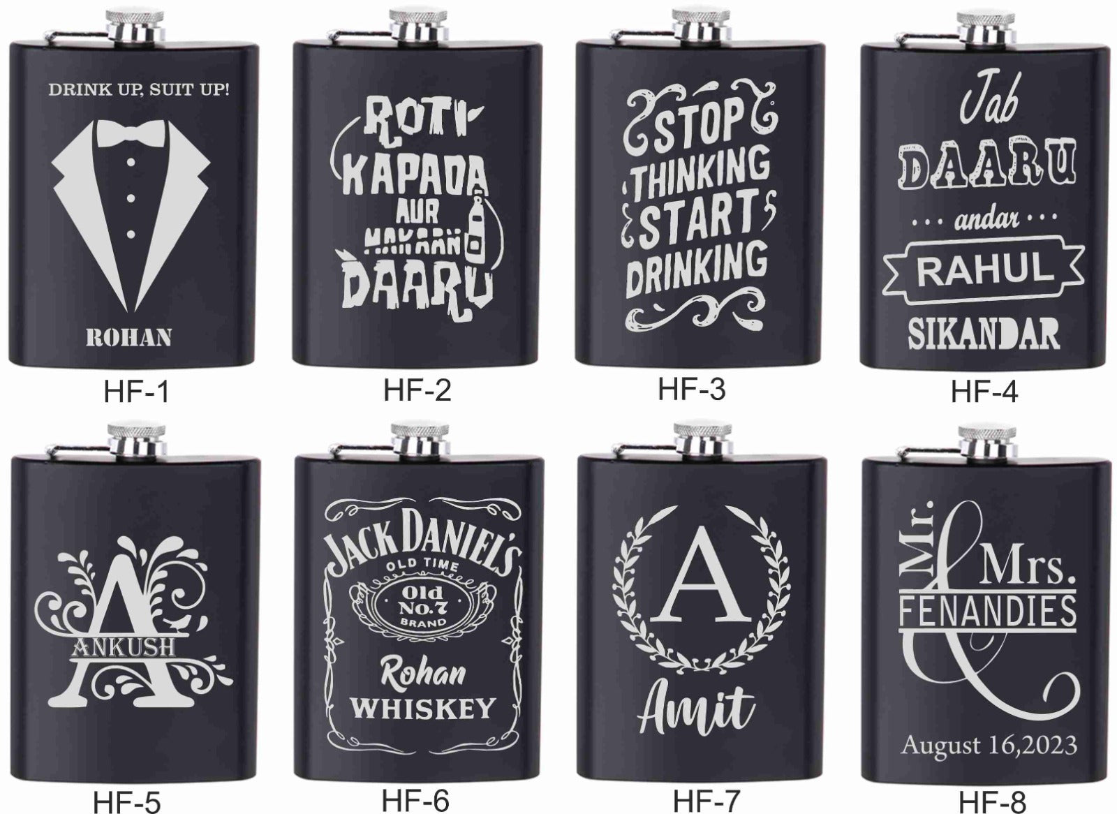 Personalised Hip Flask Set With Shot Glasses - No Cod Allowed On this Product - Prepaid Orders Only